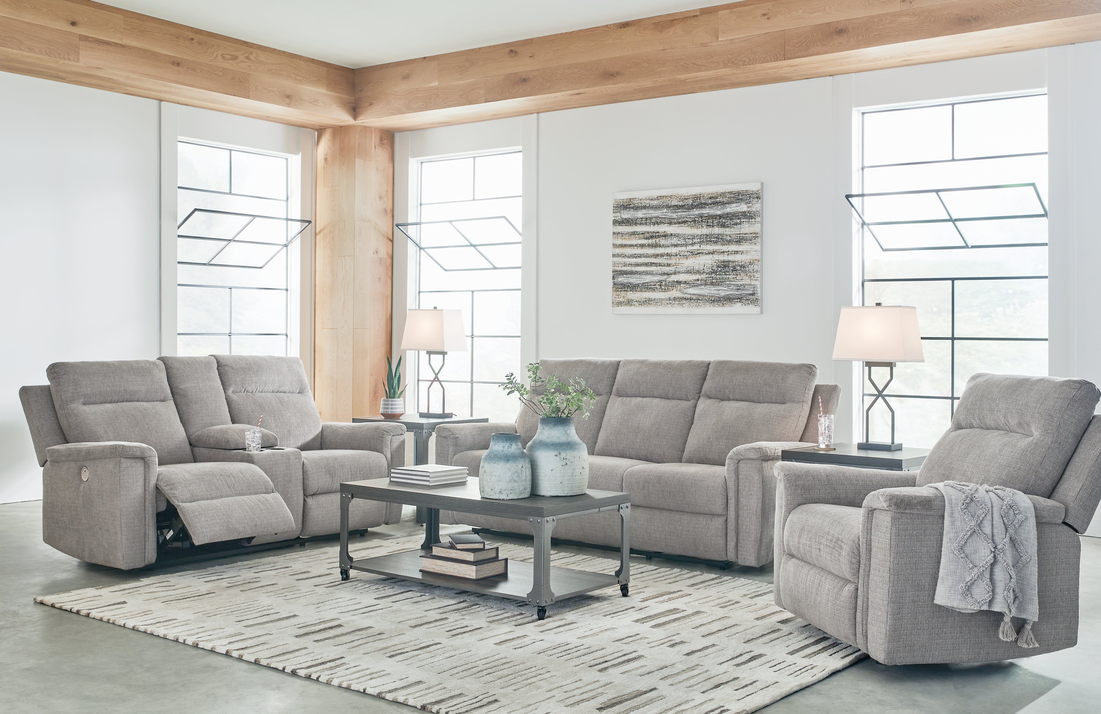 Homestyle Furniture - Ashley Furniture - Barnsana Power Reclining Sofa, Loveseat and Recliner - Power Reclining Sofa, Loveseat and Recliner - 33201U2
