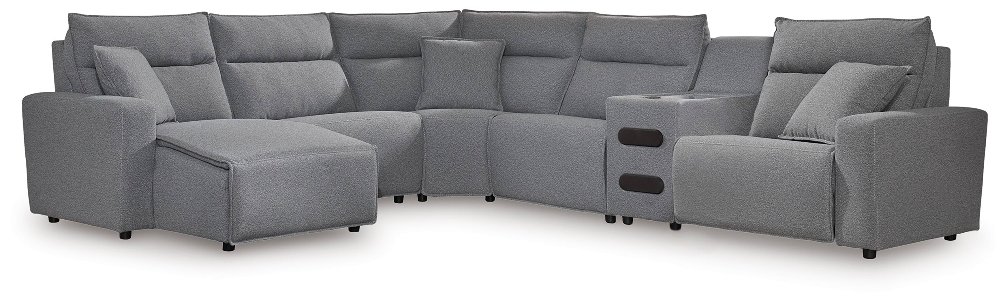 Homestyle Furniture - Ashley Furniture - ModMax II 6-Piece Reclining Sectional with Chaise and Audio Console - 6-Piece Reclining Sectional with Chaise and Audio Console - 65906S29