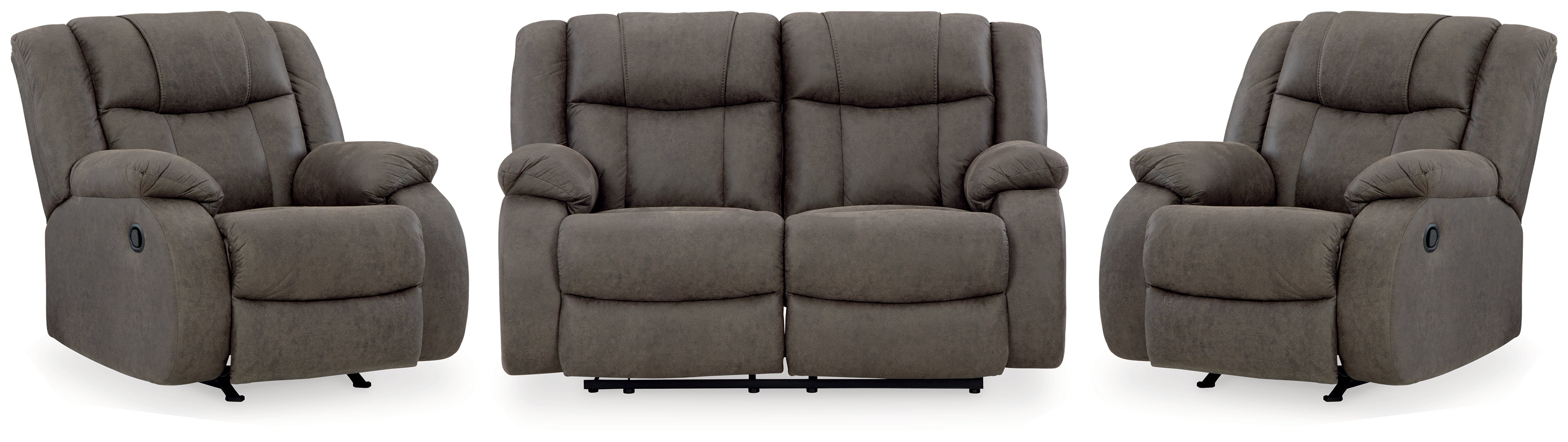 Homestyle Furniture - Ashley Furniture - First Base Reclining Loveseat and 2 Recliners - Reclining Loveseat and 2 Recliners - 68804U3