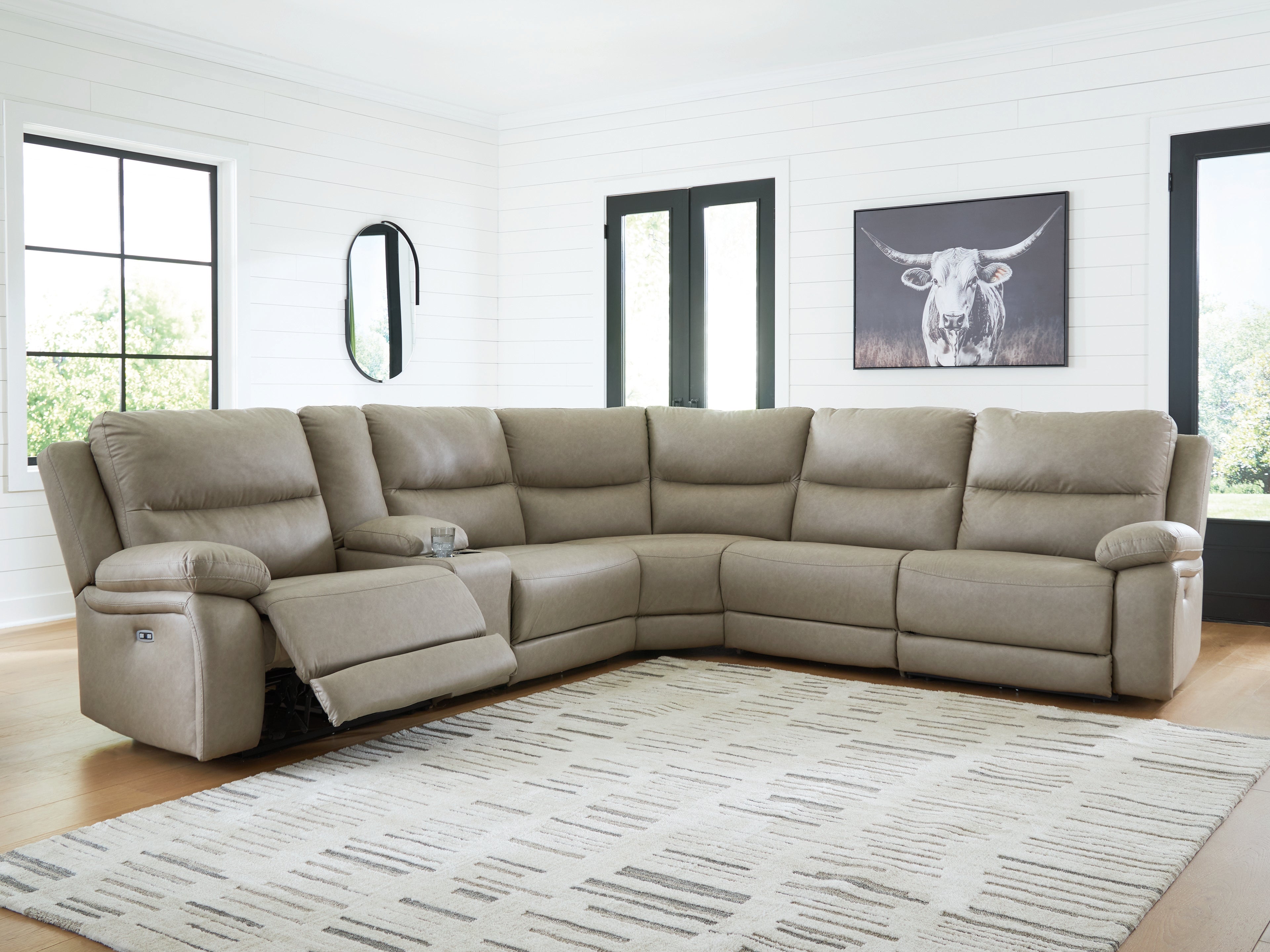 Homestyle Furniture - Ashley Furniture - Narwhal Place 6-Piece Reclining Sectional with Storage Console - 6-Piece Reclining Sectional with Storage Console - PC99201S36