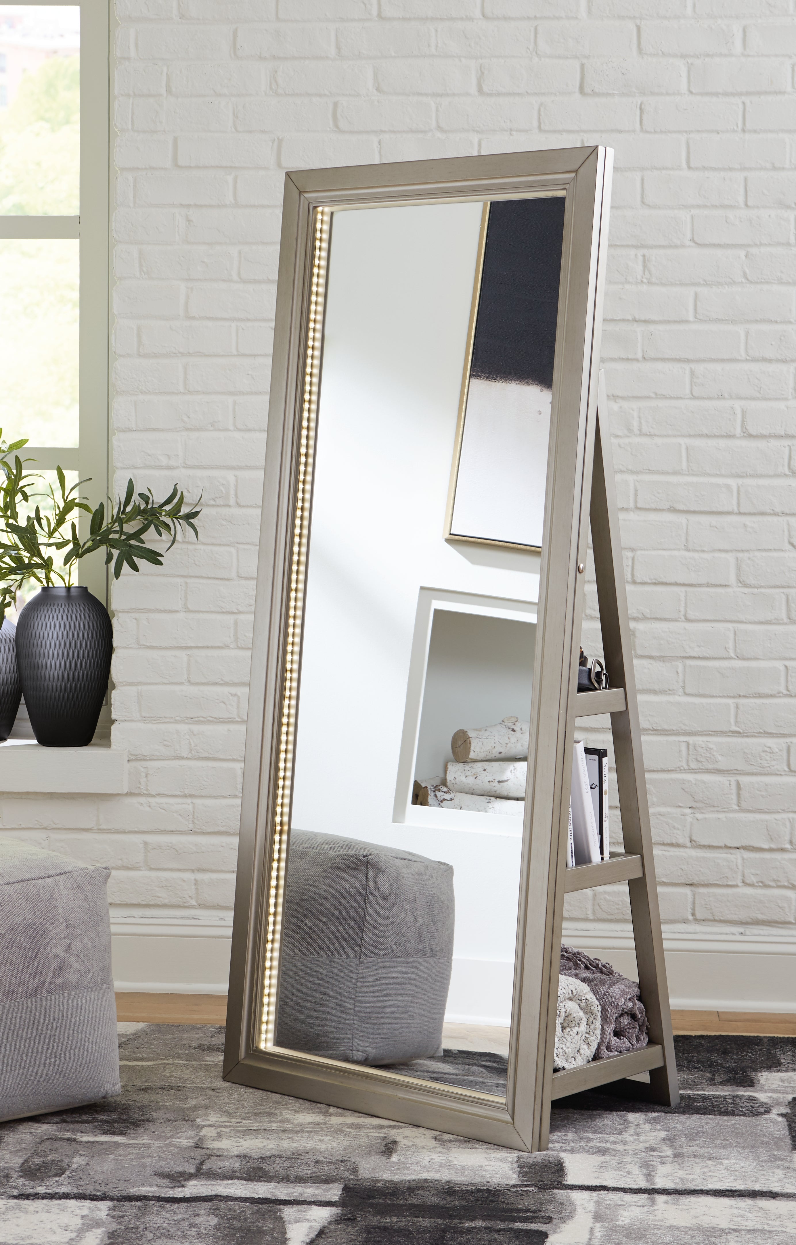 Homestyle Furniture - Ashley Furniture - Evesen Floor Standing Mirror with Storage - Floor Standing Mirror/Storage - A8010379