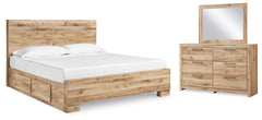 Homestyle Furniture - Ashley Furniture - Hyanna King Panel Bed with 2 Side Storage, Dresser and Mirror - King Panel Bed with 2 Side Storage, Dresser and Mirror - B1050B47