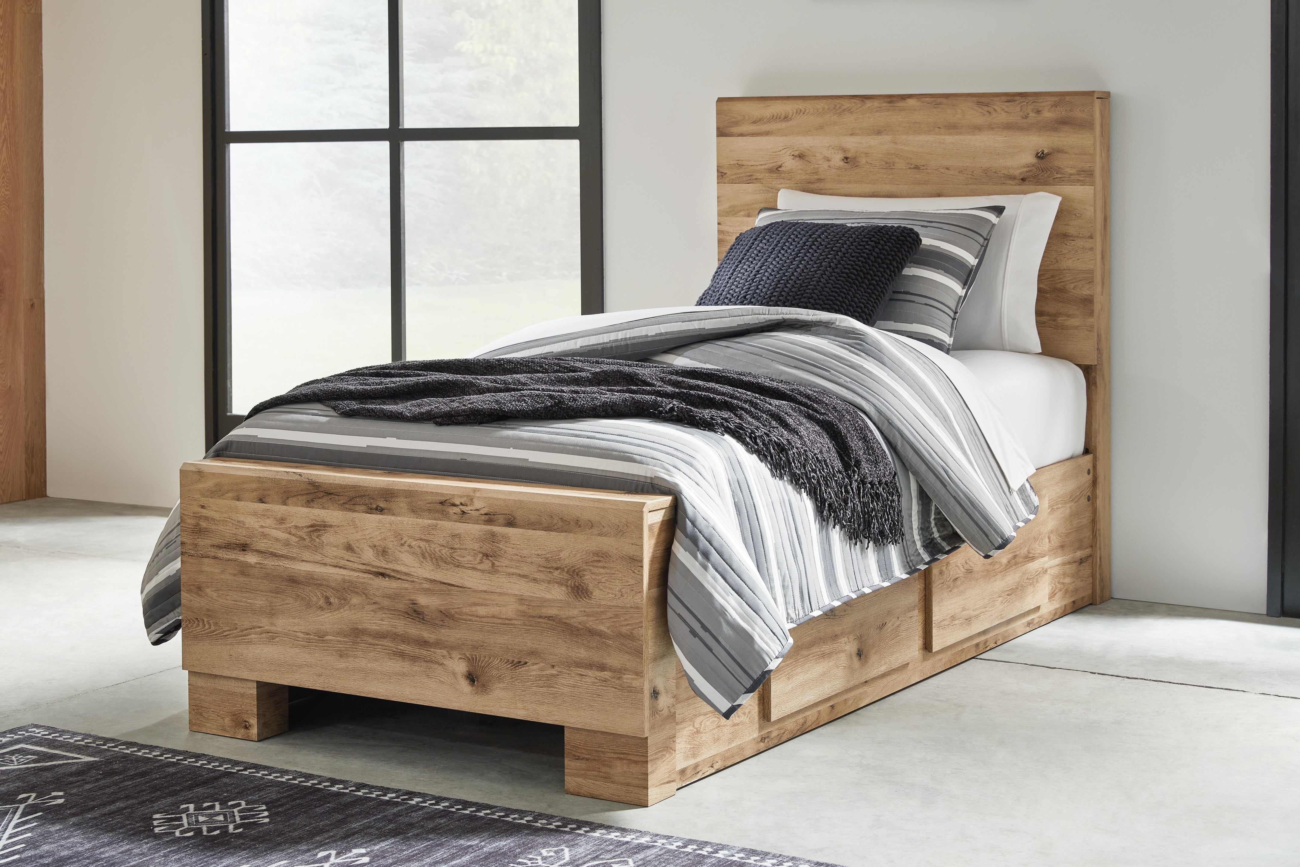 Homestyle Furniture - Ashley Furniture - Hyanna Twin Panel Bed with 1 Side Storage - Twin Panel Bed with 1 Side Storage - B1050B24