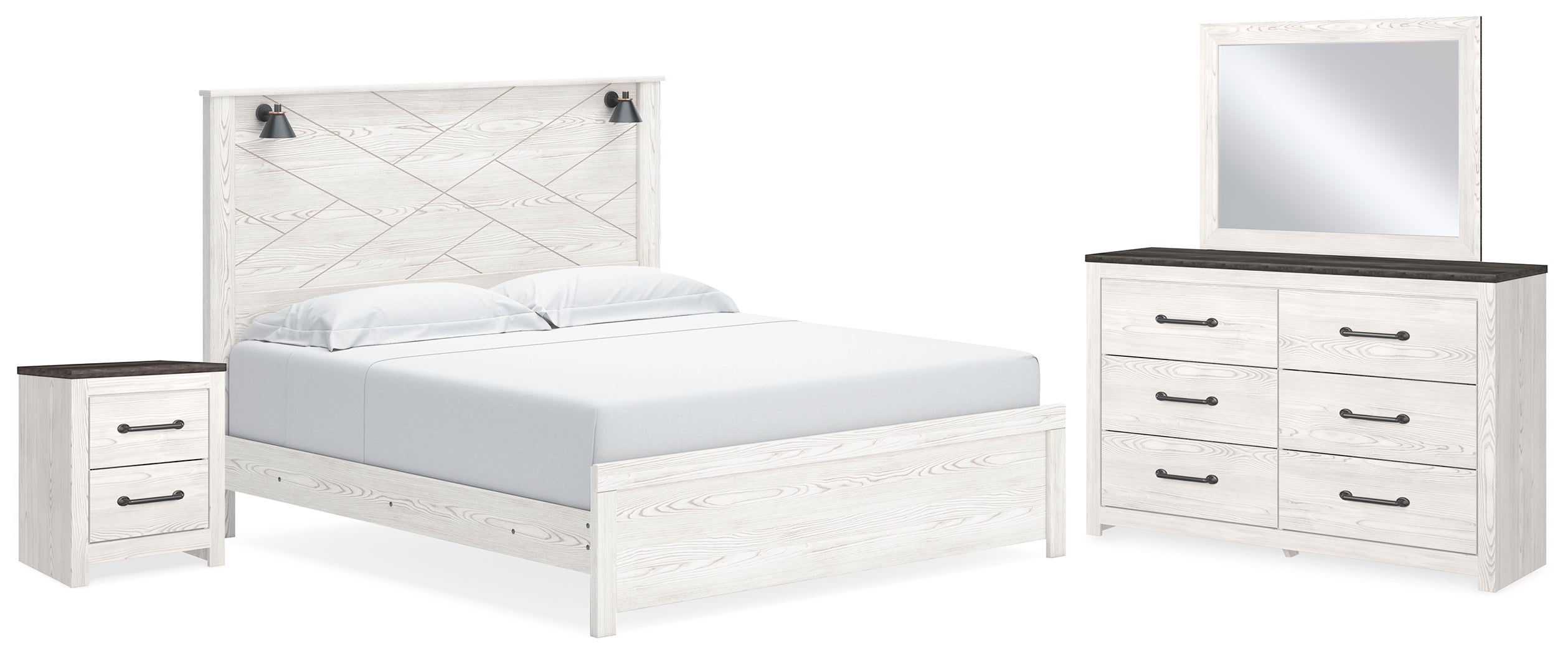 Homestyle Furniture - Ashley Furniture - Gerridan King Panel Bed, Dresser, Mirror and Nightstand - King Panel Bed, Dresser, Mirror and Nightstand - B1190B20