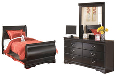 Huey Vineyard Twin Sleigh Bed with Dresser and Mirror
