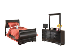 Homestyle Furniture - Ashley Furniture - Huey Vineyard Twin Sleigh Bed with Mirroed Dresser and Nightstand - Twin Sleigh Bed with Mirroed Dresser and Nightstand - B128B13
