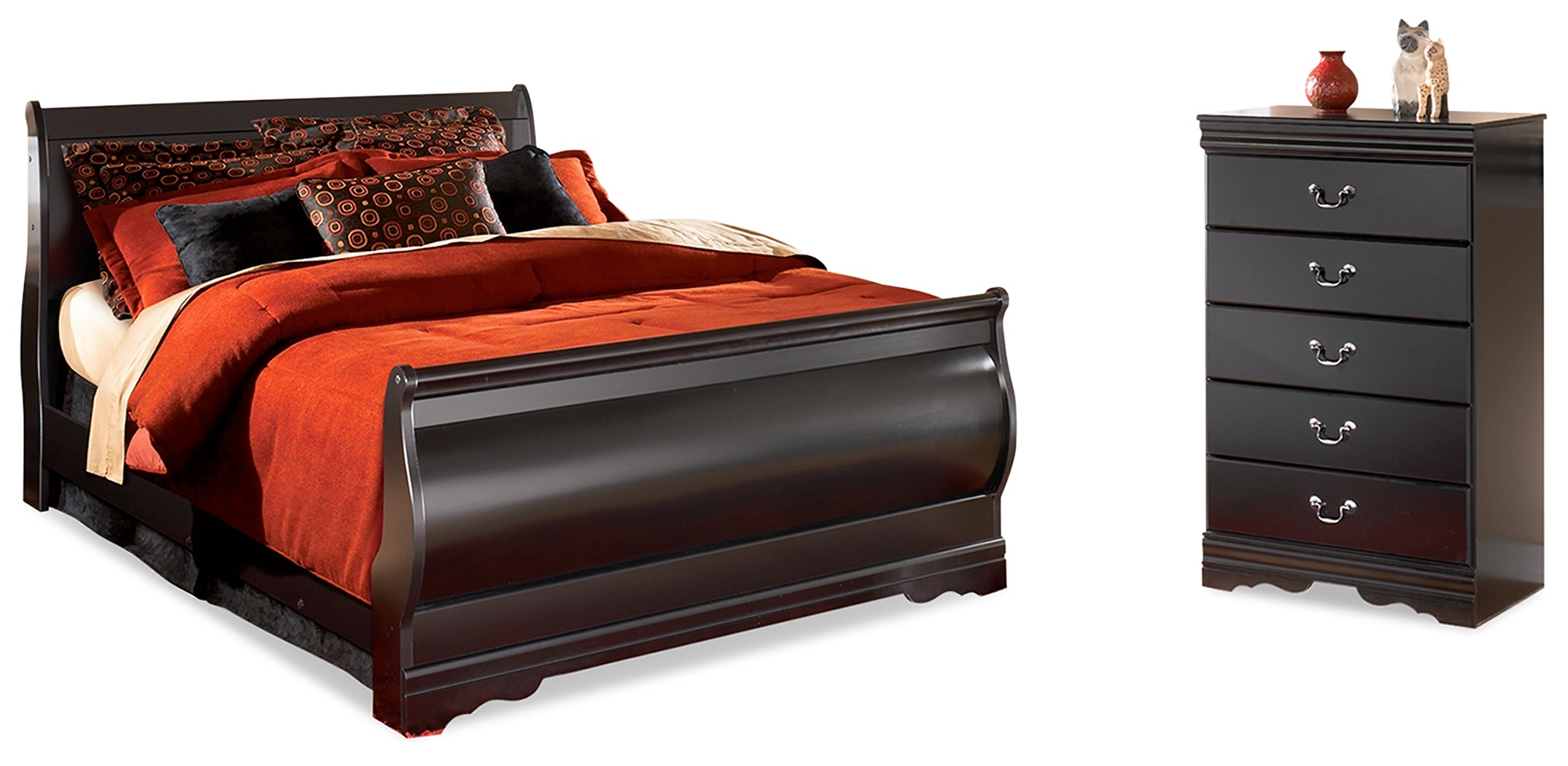Homestyle Furniture - Ashley Furniture - Huey Vineyard Queen Sleight Bed and Chest - Queen Sleight Bed and Chest - B128B48