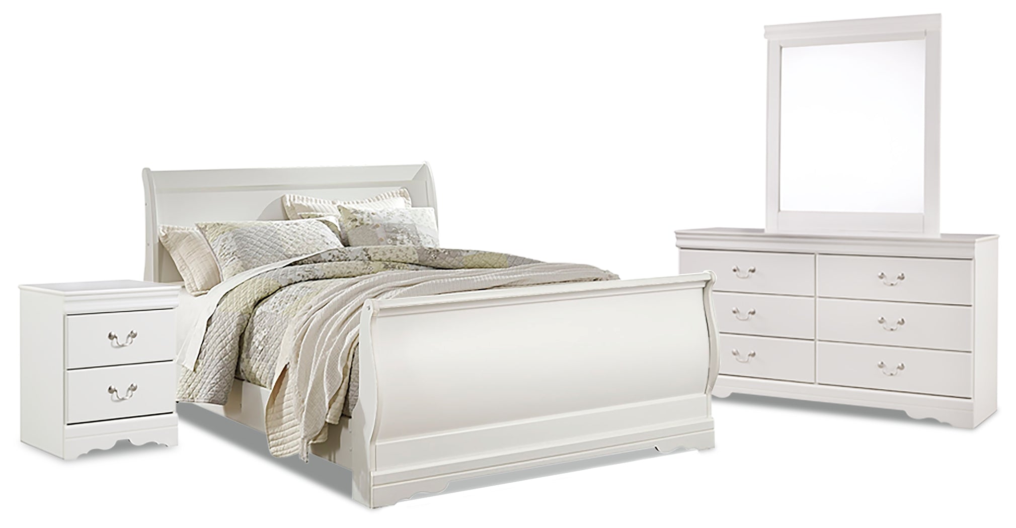 Homestyle Furniture - Ashley Furniture - Anarasia Queen Sleigh Bed, Dresser, Mirror and Nightstand - Queen Sleigh Bed, Dresser, Mirror and Nightstand - B129B9