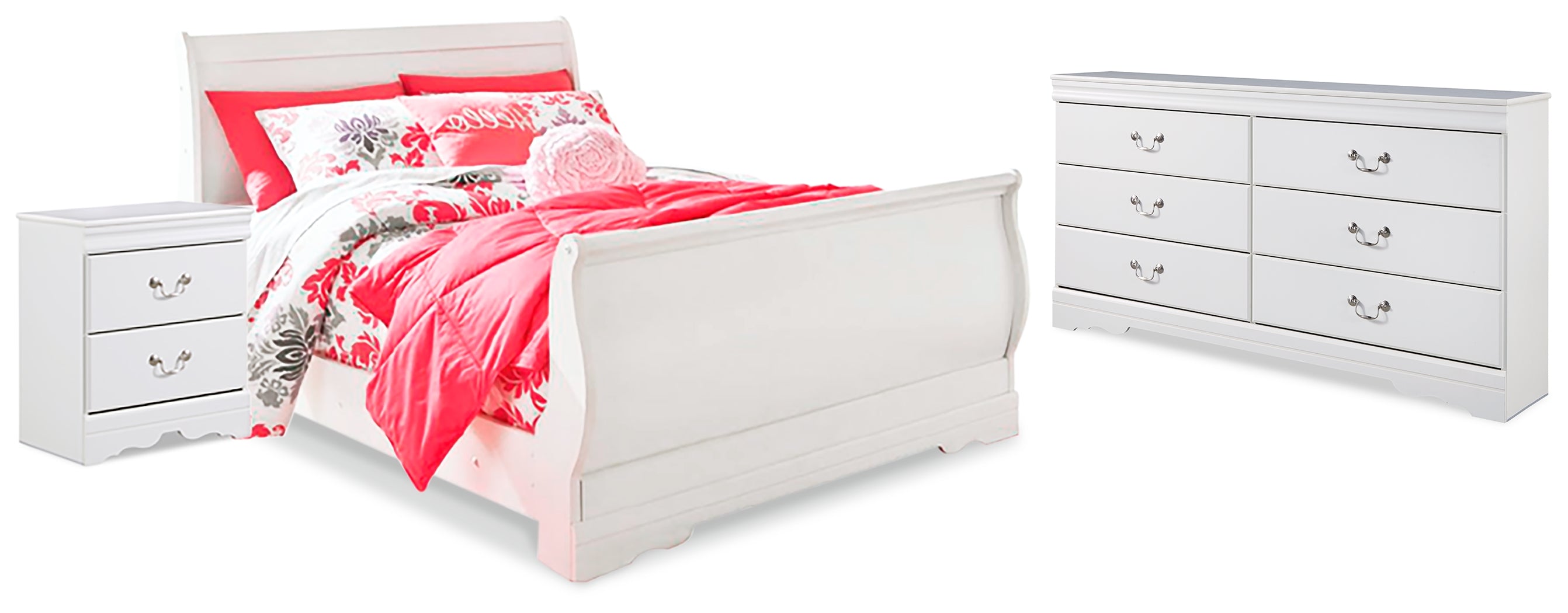 Homestyle Furniture - Ashley Furniture - Anarasia Full Sleigh Bed, Dresser and Nightstand - Full Sleigh Bed, Dresser and Nightstand - B129B17