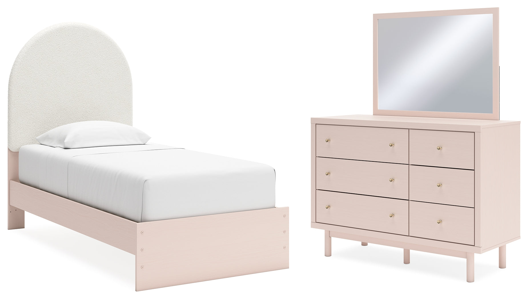 Homestyle Furniture - Ashley Furniture - Wistenpine Twin Upholstered Panel Bed, Dresser and Mirror - Twin Upholstered Panel Bed, Dresser and Mirror - B1323B2