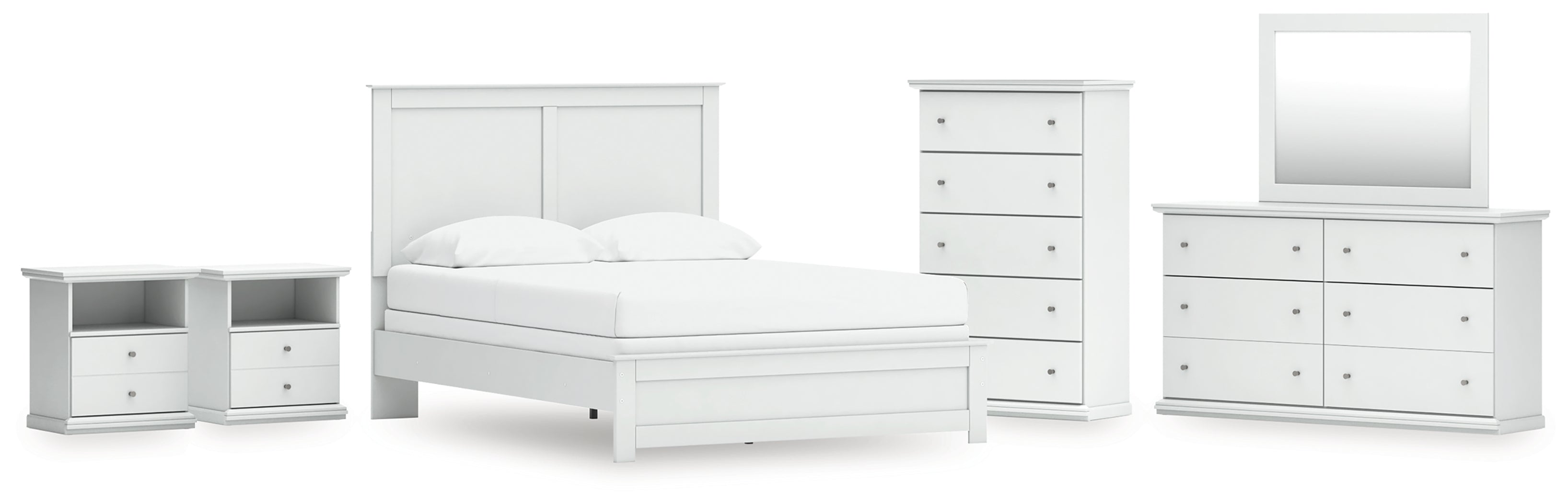 Homestyle Furniture - Ashley Furniture - Bostwick Shoals Queen Panel Bed with Mirrored Dresser, Chest and 2 Nightstands - Queen Panel Bed with Mirrored Dresser, Chest and 2 Nightstands - B139B49
