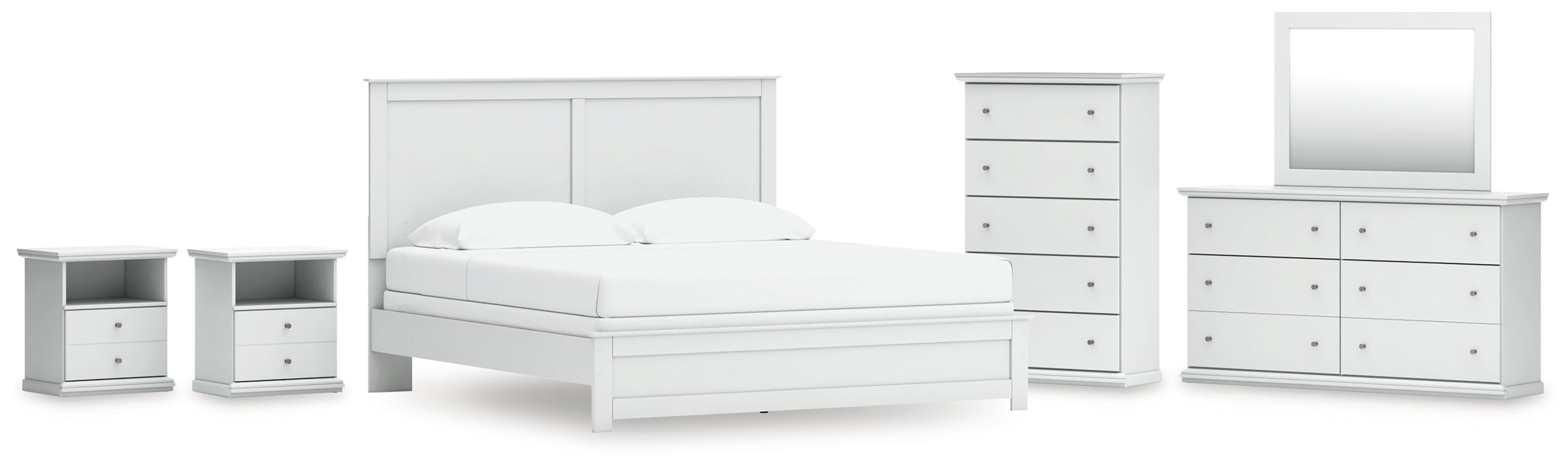 Homestyle Furniture - Ashley Furniture - Bostwick Shoals King Panel Bed, Dresser, Mirror, Chest and 2 Nightstands - King Panel Bed, Dresser, Mirror, Chest and 2 Nightstands - B139B53