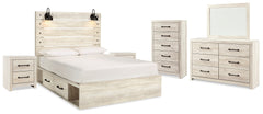 Cambeck Queen Panel Storage Bed, Dresser, Mirror, Chest and 2 Nightstands