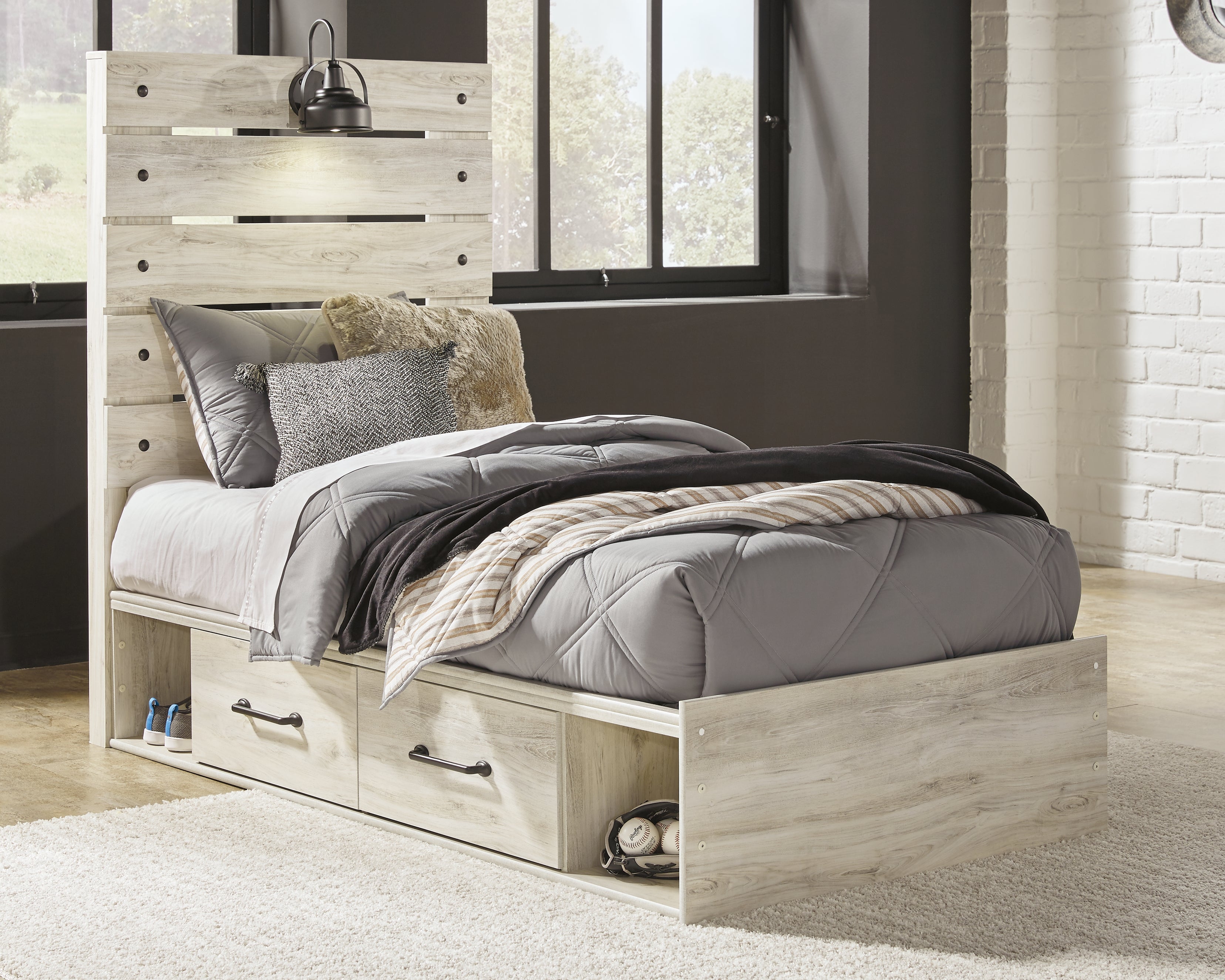 Homestyle Furniture - Ashley Furniture - Cambeck Twin Panel Bed with 2 Storage Drawers - Twin Panel Bed with 2 Storage Drawers - B192B13