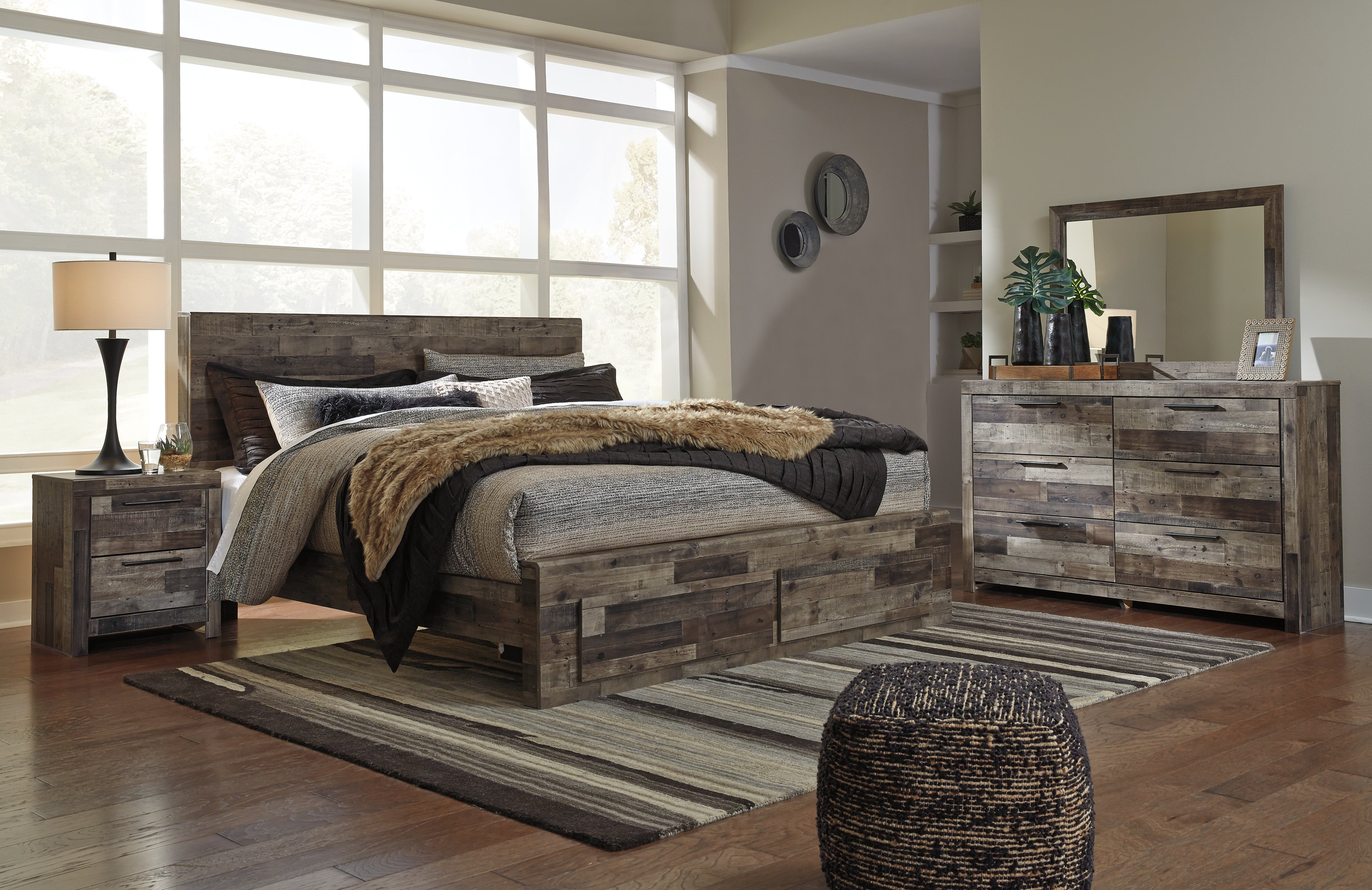 Homestyle Furniture - Ashley Furniture - Derekson King Panel Storage Bed, Dresser, Mirror and Nightstand - King Panel Storage Bed, Dresser, Mirror and Nightstand - B200B41