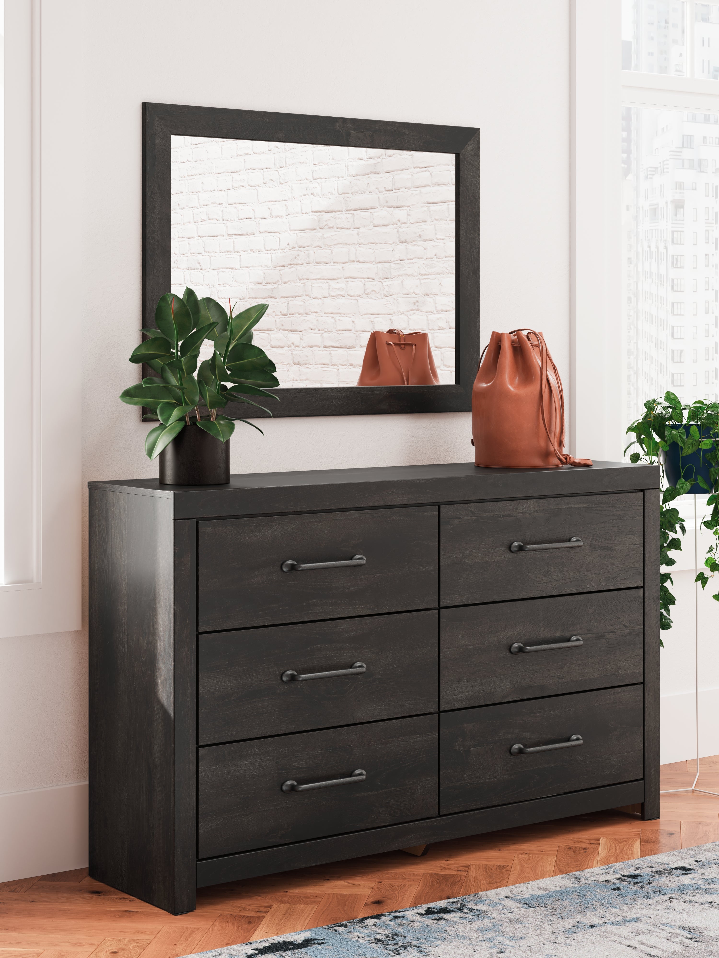 Homestyle Furniture - Ashley Furniture - Hollivern Dresser and Mirror - Dresser and Mirror - PCB2108B1