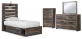 Homestyle Furniture - Ashley Furniture - Drystan Twin Panel Bed with Storage, Dresser, Mirror and Chest - Twin Panel Bed with Storage, Dresser, Mirror and Chest - B211B85