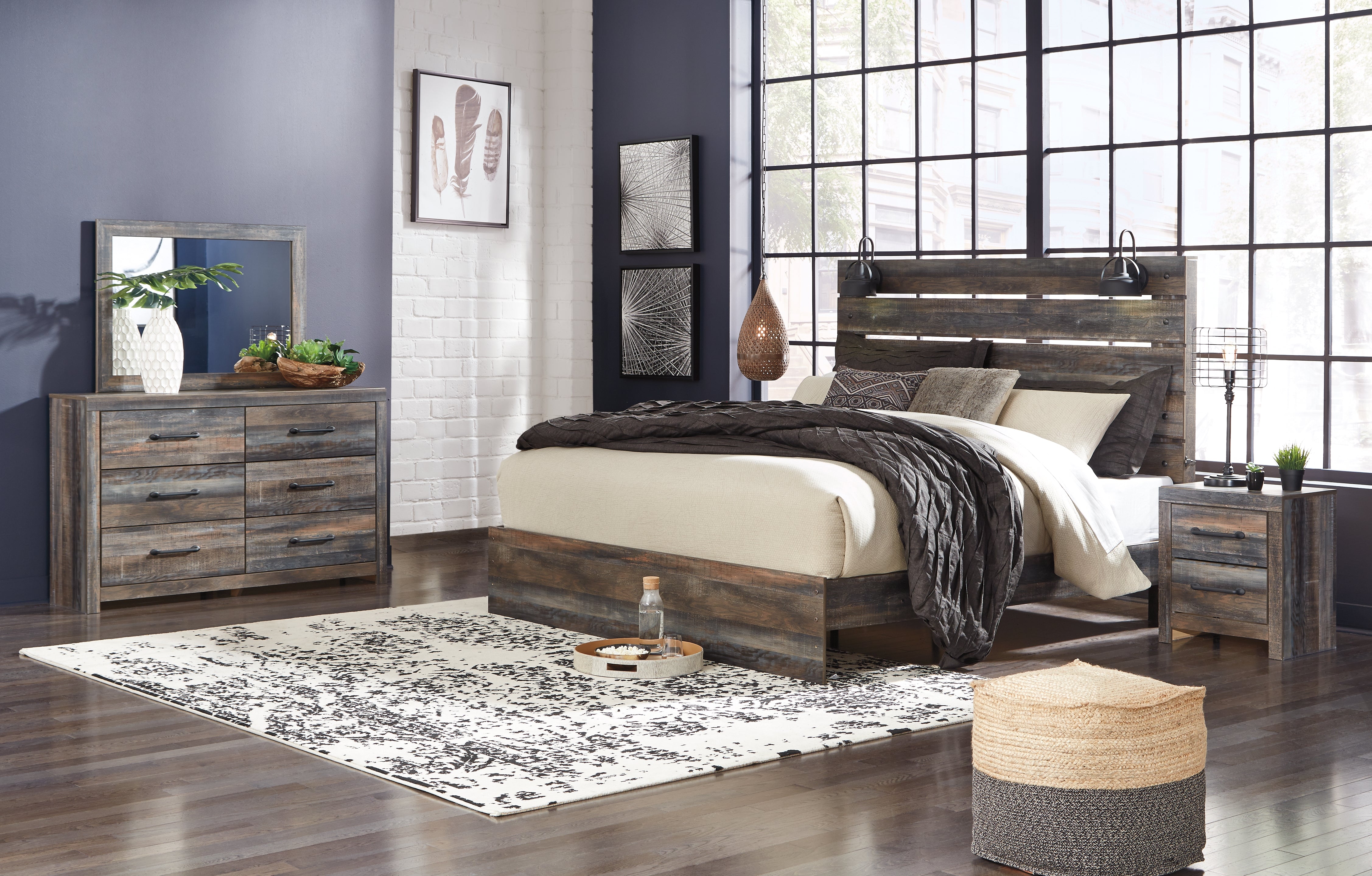 Homestyle Furniture - Ashley Furniture - Drystan King Panel Bed, Dresser, Mirror, and Nightstand - King Panel Bed, Dresser, Mirror, and Nightstand - B211B59