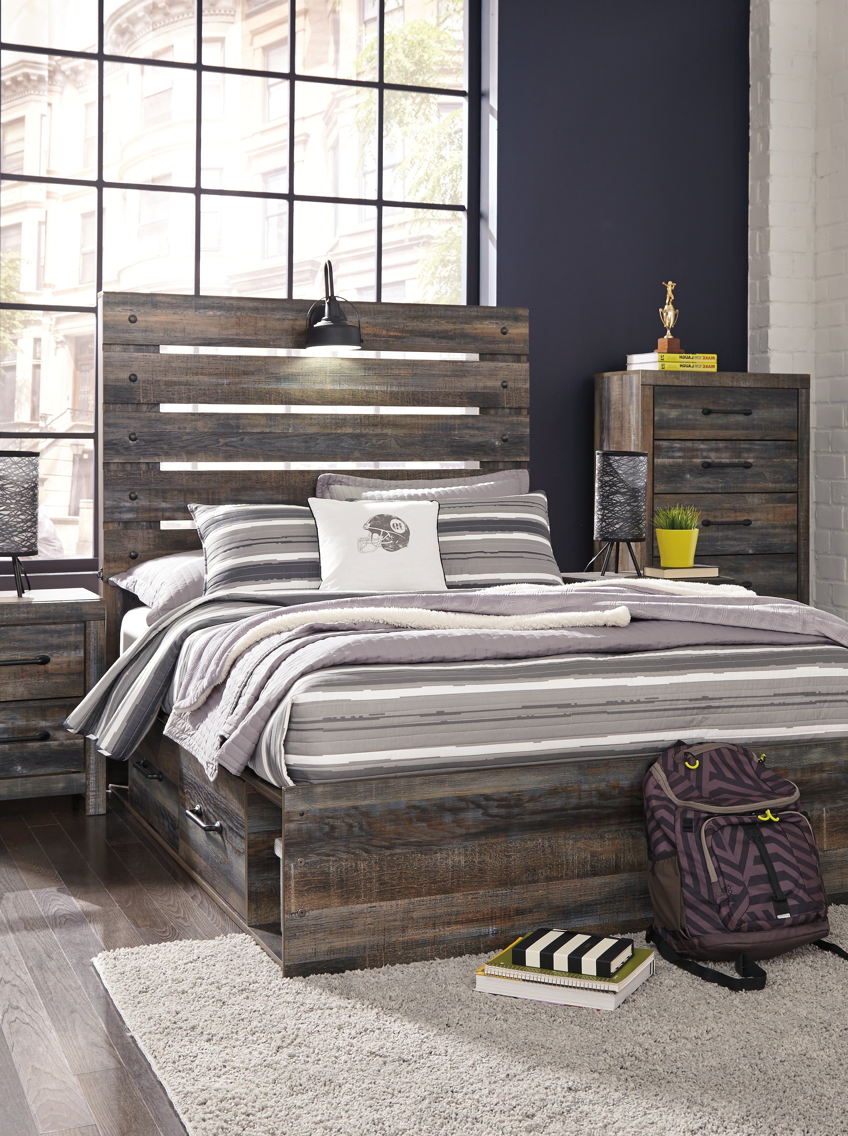 Homestyle Furniture - Ashley Furniture - Drystan Full Panel Bed with 2 Storage Drawers - Full Panel Bed with 2 Storage Drawers - B211B9