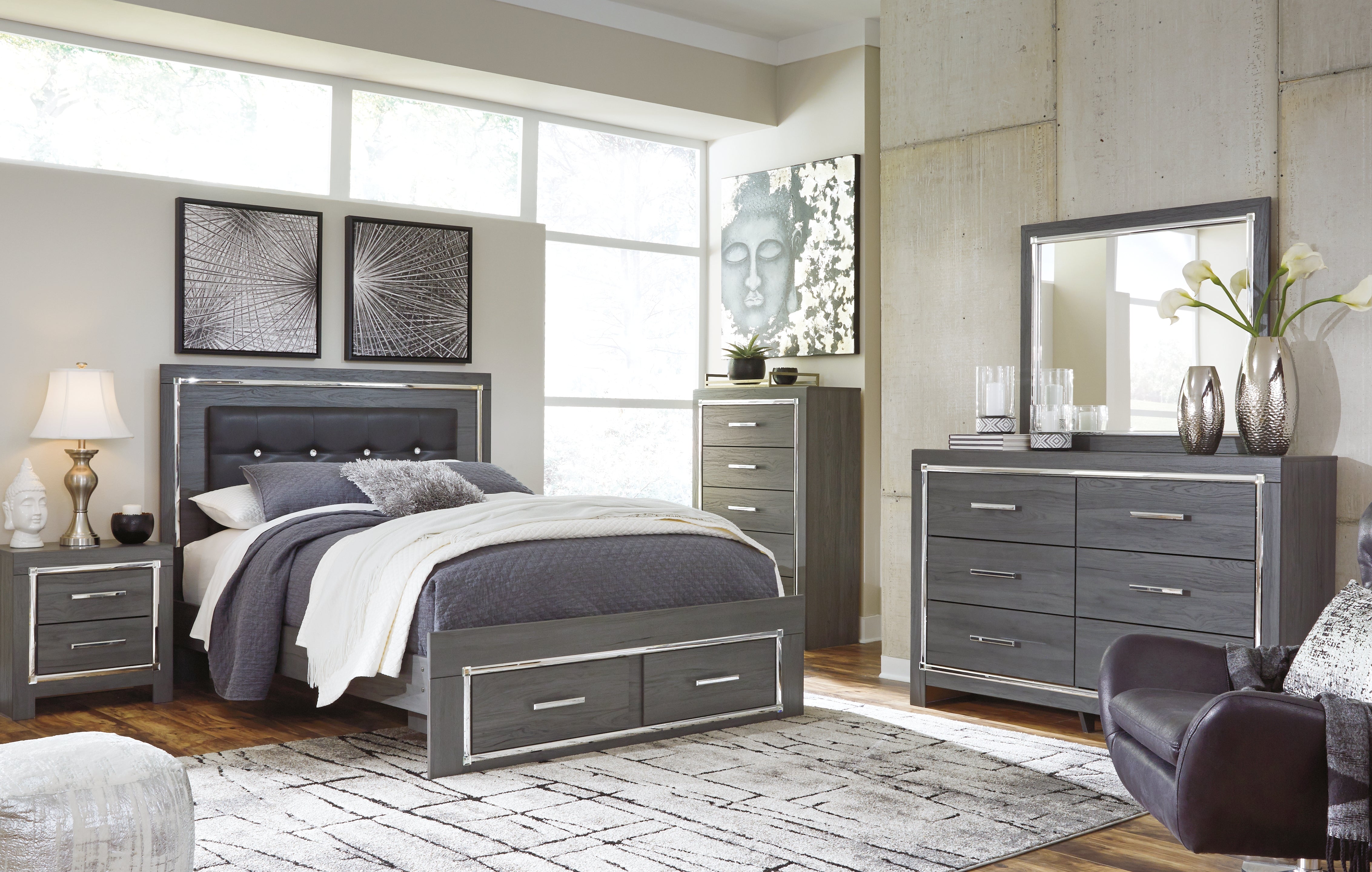 Homestyle Furniture - Ashley Furniture - Lodanna Queen Panel Storage Bed, Dresser, Mirror, Chest and Nightstand - Queen Panel Storage Bed, Dresser, Mirror, Chest and Nightstand - B214B37