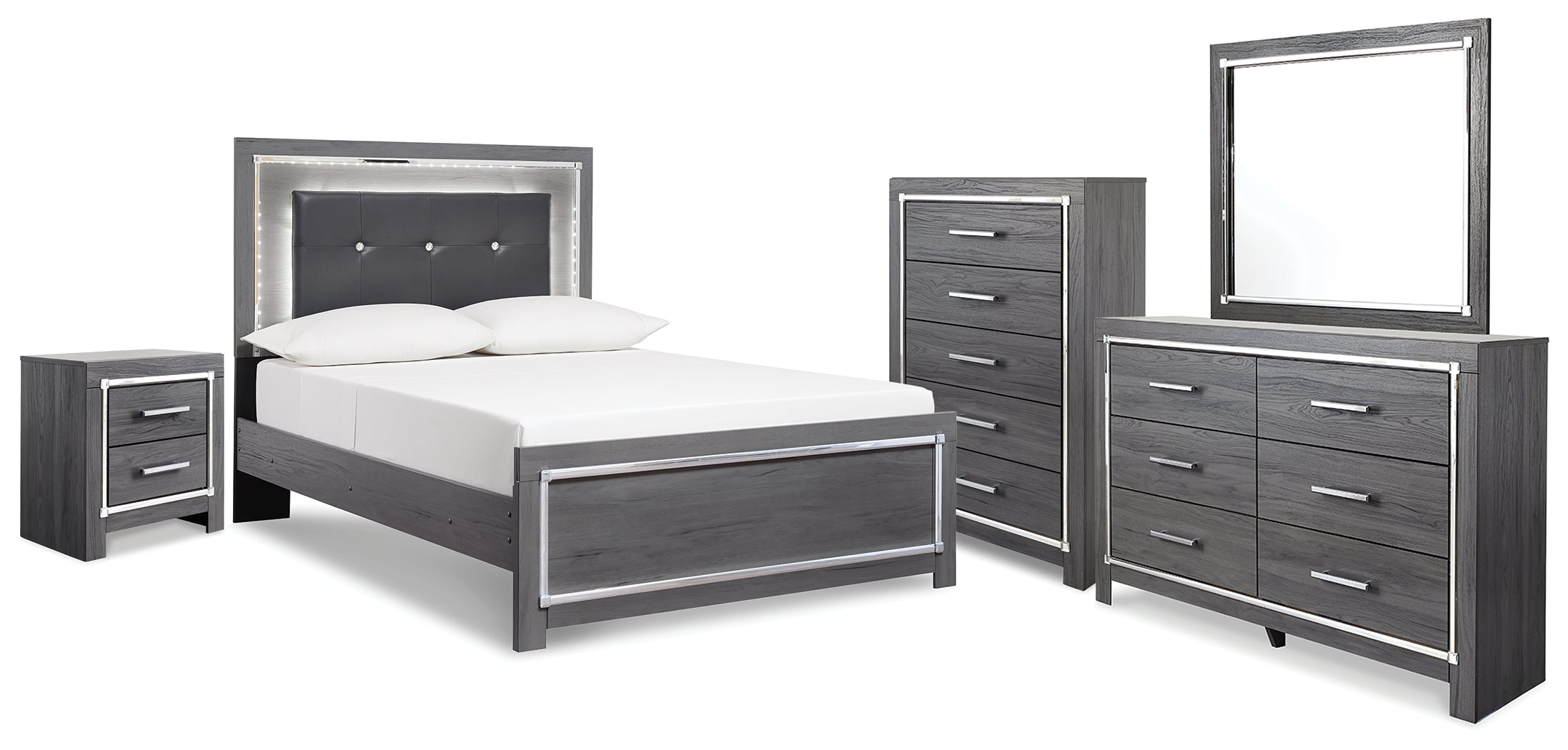 Homestyle Furniture - Ashley Furniture - Lodanna Full Panel Bed, Dresser, Mirror, Chest and Nightstand - Full Panel Bed, Dresser, Mirror, Chest and Nightstand - B214B51