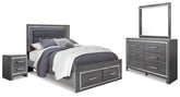 Homestyle Furniture - Ashley Furniture - Lodanna Queen Panel Storage Bed with Mirrored Dresser and Nightstand - Queen Panel Storage Bed with Mirrored Dresser and Nightstand - B214B16