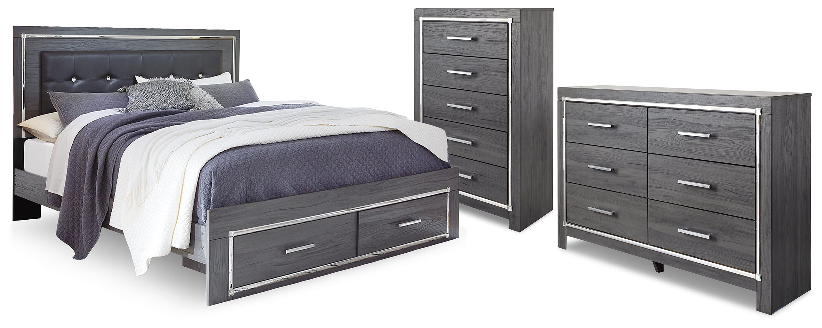 Homestyle Furniture - Ashley Furniture - Lodanna King Storage Bed, Dresser and Chest - King Storage Bed, Dresser and Chest - B214B57