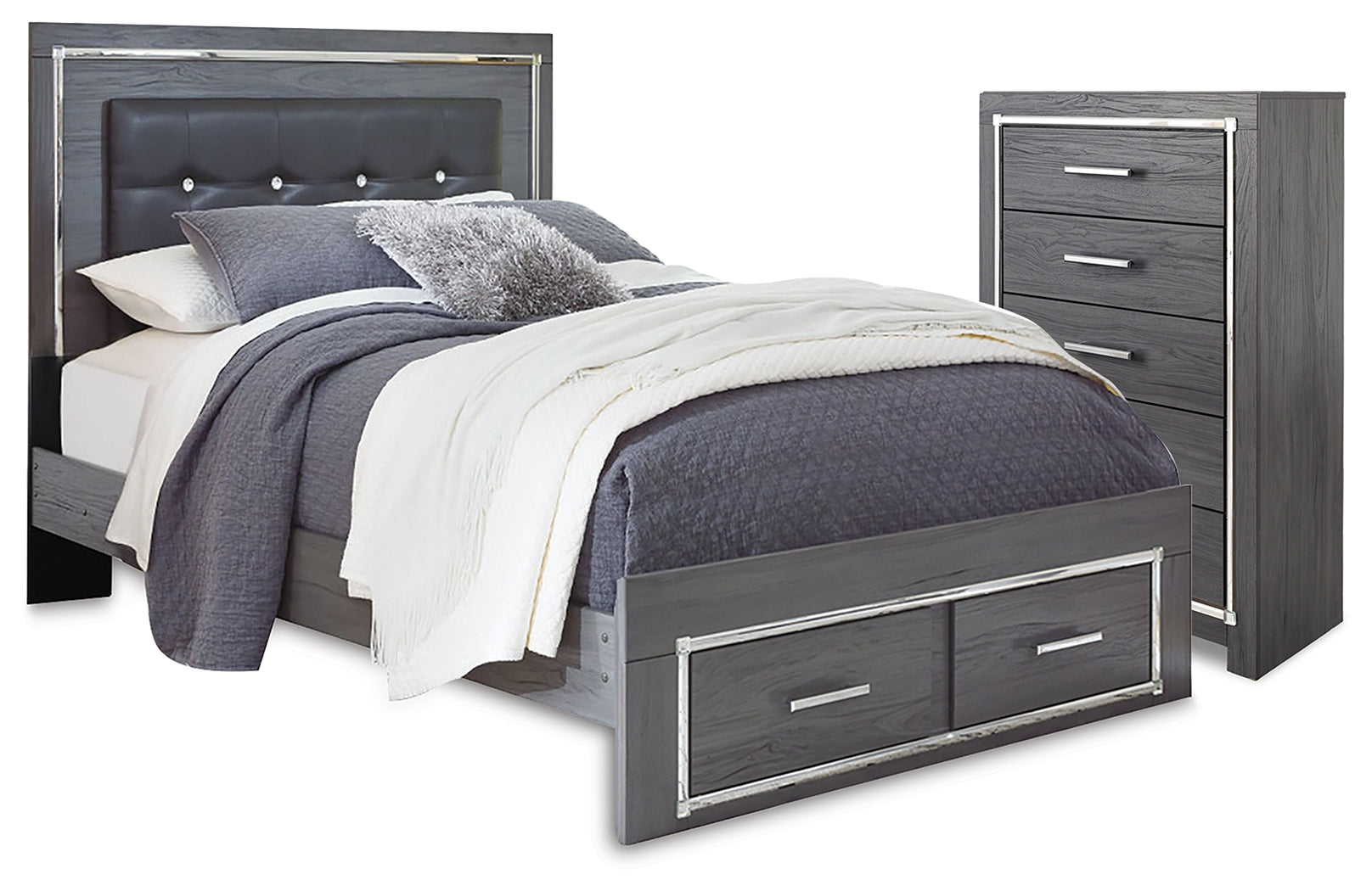 Homestyle Furniture - Ashley Furniture - Lodanna Queen Panel Storage Bed and Chest - Queen Panel Storage Bed and Chest - B214B55