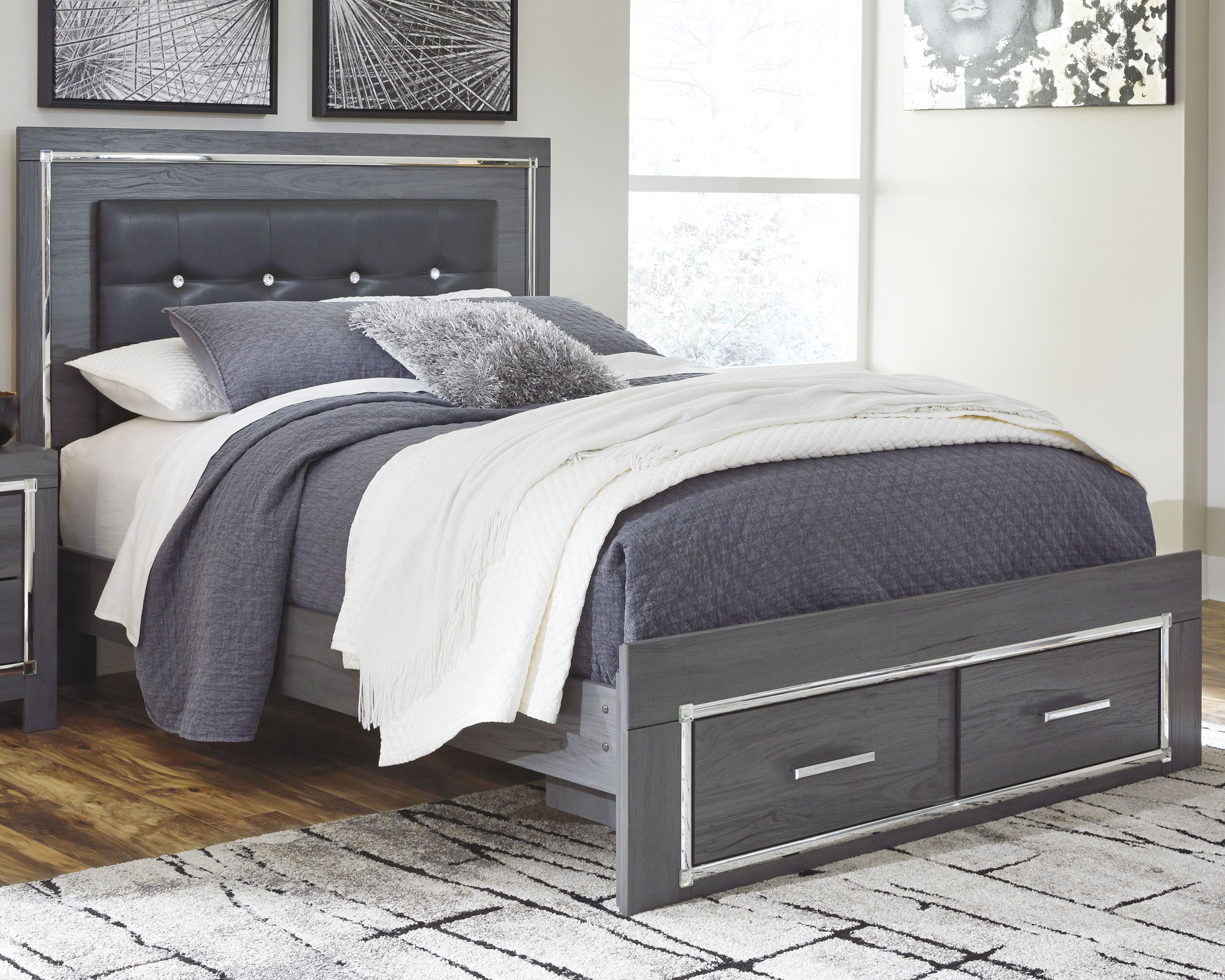 Homestyle Furniture - Ashley Furniture - Lodanna Queen Panel Bed with 2 Storage Drawers - Queen Panel Bed with 2 Storage Drawers - B214B3