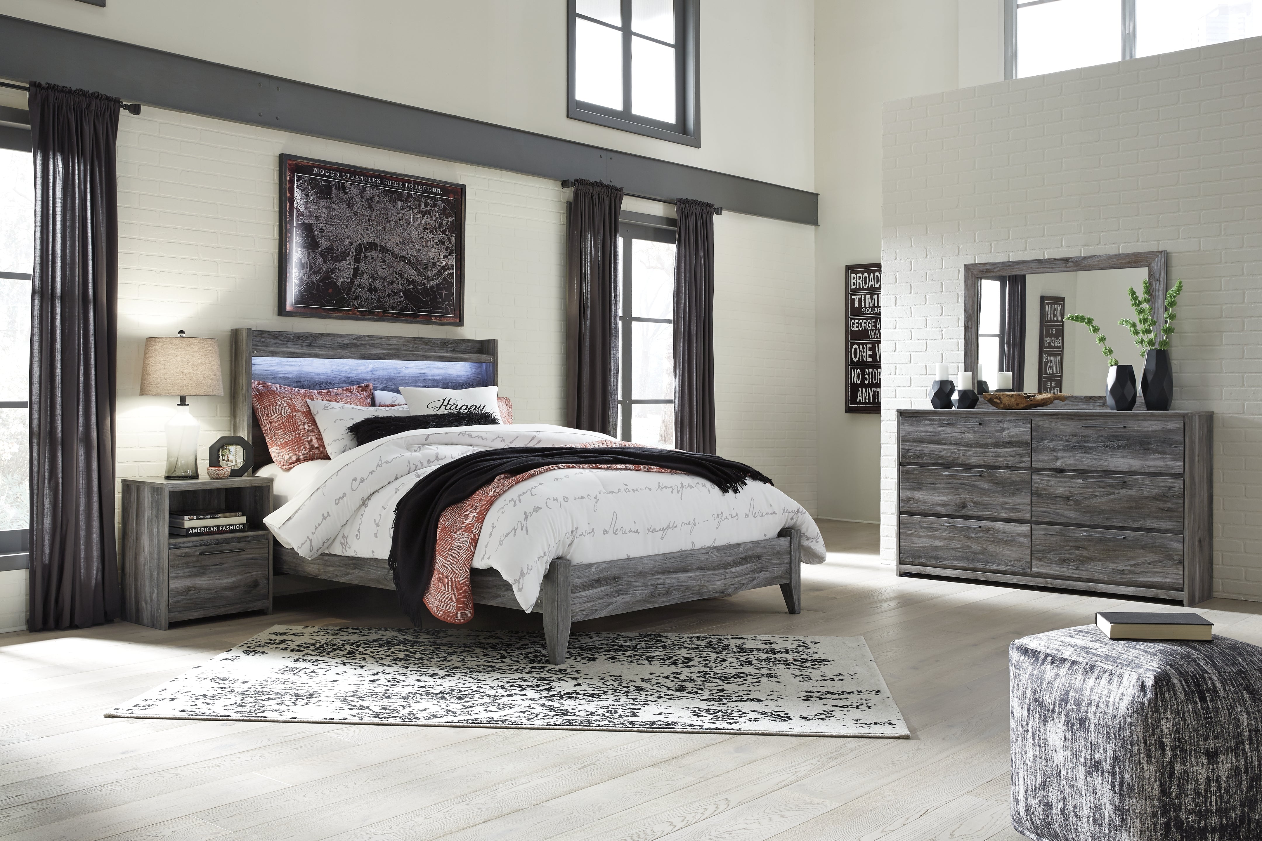 Homestyle Furniture - Ashley Furniture - Baystorm Queen Panel Bed, Dresser, Mirror and Nightstand - Queen Panel Bed, Dresser, Mirror and Nightstand - B221B17