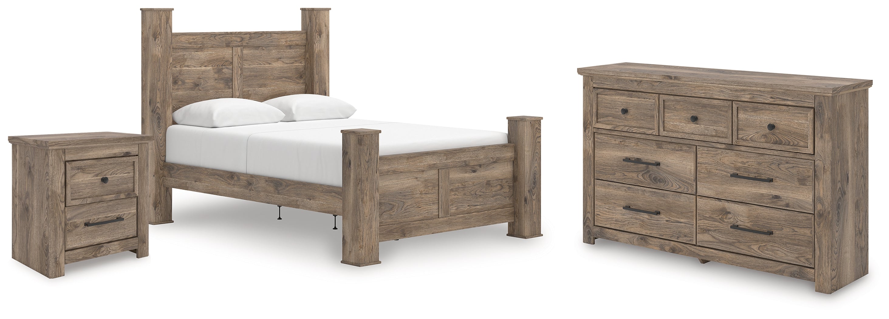 Homestyle Furniture - Ashley Furniture - Rusticott Queen Poster Bed, Dresser and Nightstand - Queen Poster Bed, Dresser and Nightstand - PCB2260B8