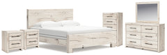 Homestyle Furniture - Ashley Furniture - Lawroy King Panel Bed, Dresser, Mirror, Chest and Nightstand - King Panel Bed, Dresser, Mirror, Chest and Nightstand - B2310B48