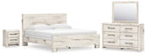 Lawroy King Panel Bed, Dresser, Mirror and Nightstand