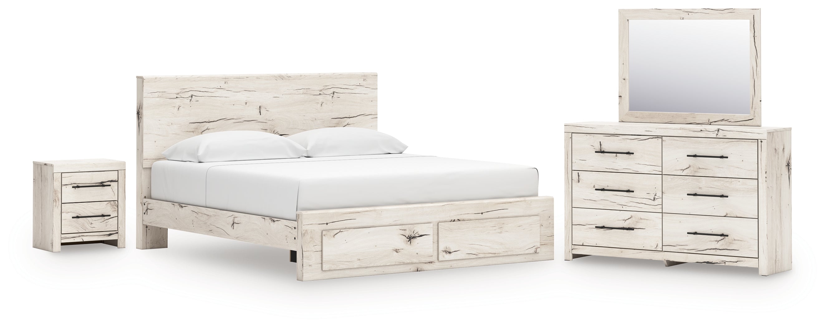 Homestyle Furniture - Ashley Furniture - Lawroy King Panel Storage Bed, Dresser, Mirror and Nightstand - King Panel Storage Bed, Dresser, Mirror and Nightstand - B2310B46