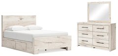 Homestyle Furniture - Ashley Furniture - Lawroy Queen Panel Bed with Storage, Dresser and Mirror - Queen Panel Bed with Storage, Dresser and Mirror - B2310B29