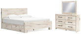 Homestyle Furniture - Ashley Furniture - Lawroy King Panel Bed with Storage, Dresser and Mirror - King Panel Bed with Storage, Dresser and Mirror - B2310B33