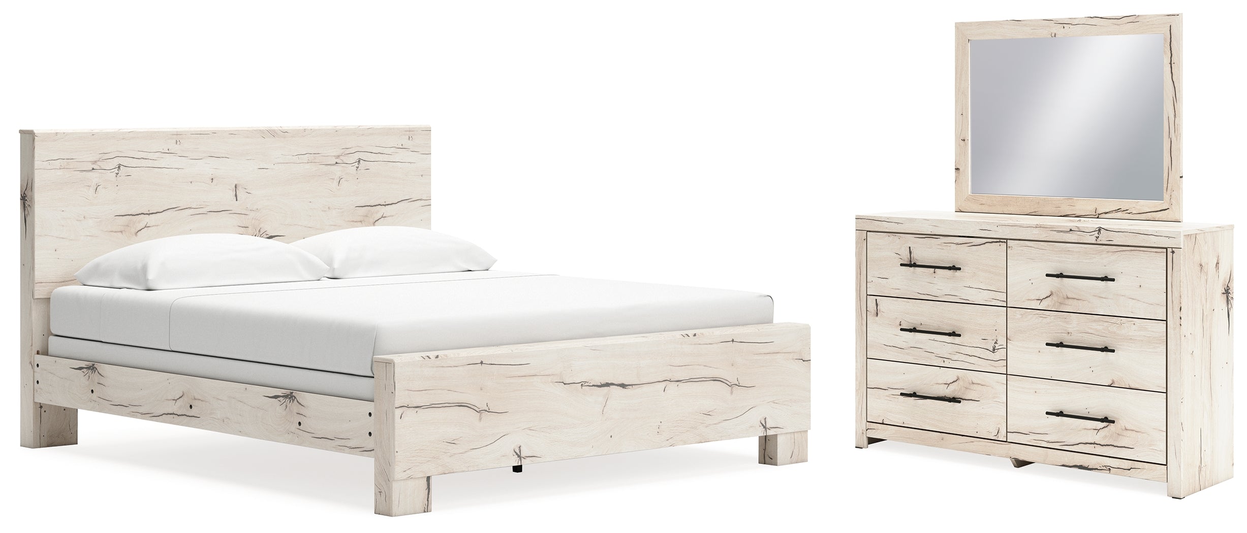 Homestyle Furniture - Ashley Furniture - Lawroy King Panel Bed, Dresser and Mirror - King Panel Bed, Dresser and Mirror - B2310B31