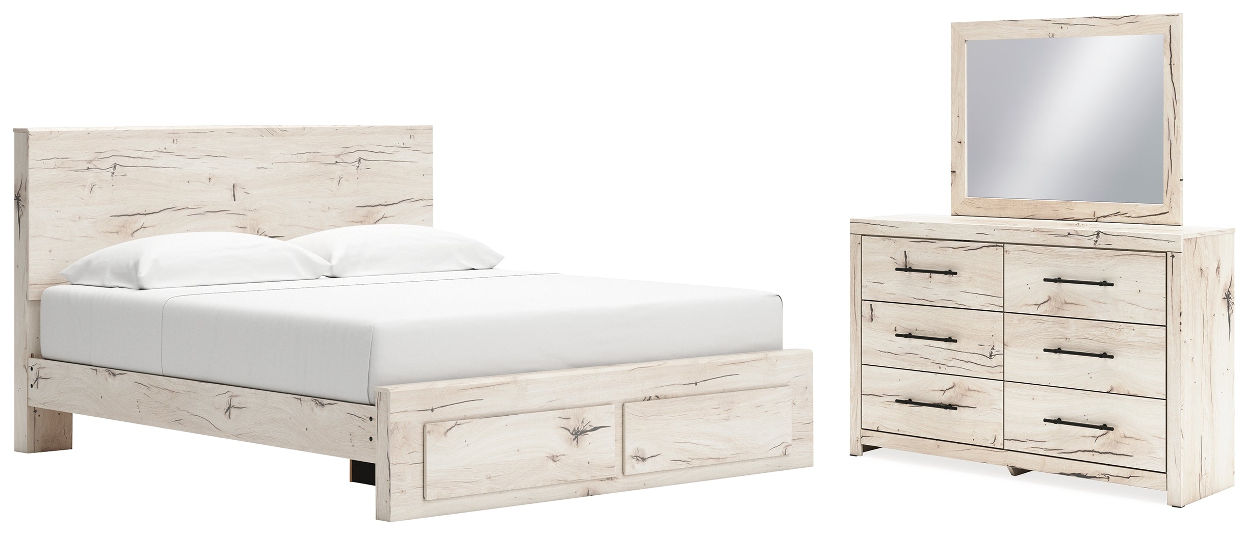 Homestyle Furniture - Ashley Furniture - Lawroy King Panel Storage Bed, Dresser and Mirror - King Panel Storage Bed, Dresser and Mirror - B2310B32