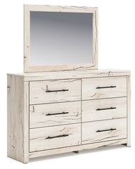 Lawroy King Panel Bed with Storage, Dresser and Mirror