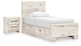 Homestyle Furniture - Ashley Furniture - Lawroy Twin Panel Bed with Storage and Nightstand - Twin Panel Bed with Storage and Nightstand - B2310B53