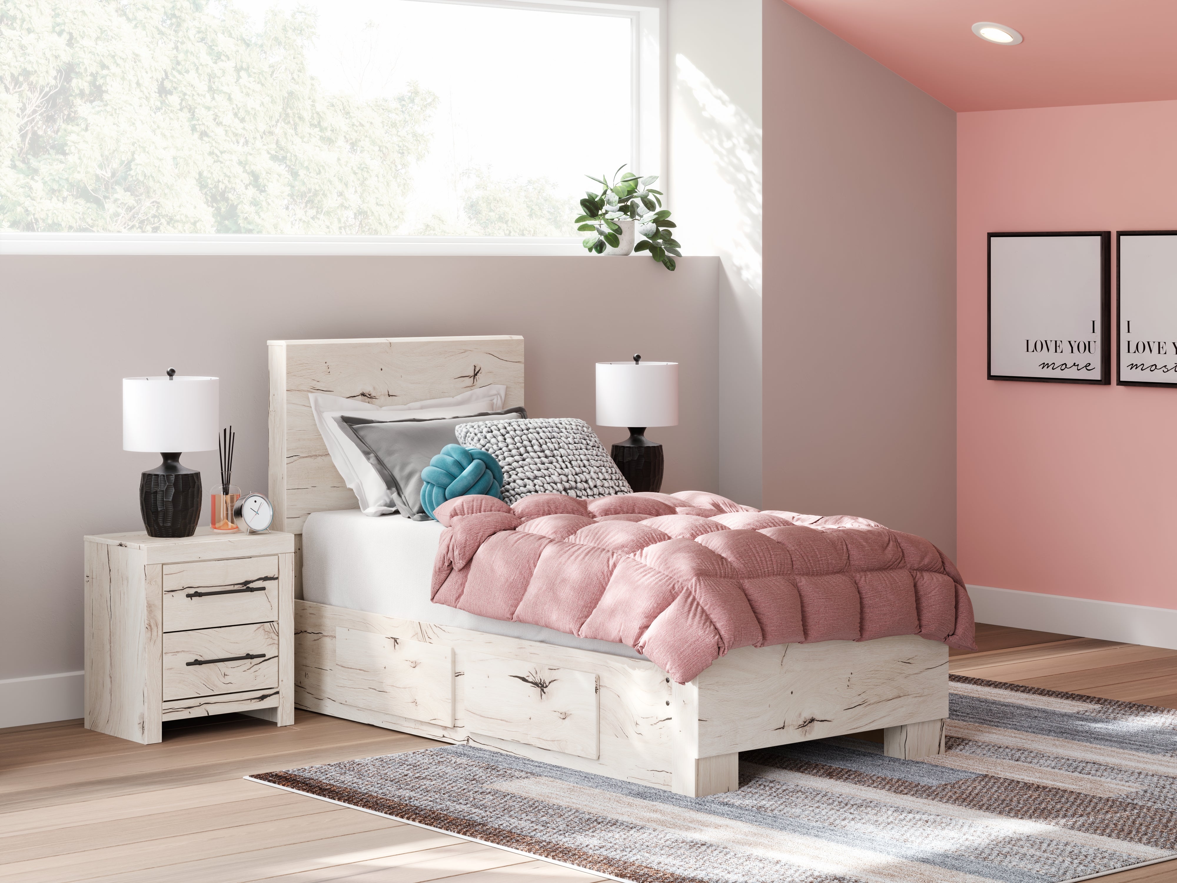 Homestyle Furniture - Ashley Furniture - Lawroy Twin Panel Bed with Storage - Twin Panel Bed with Storage - B2310B23