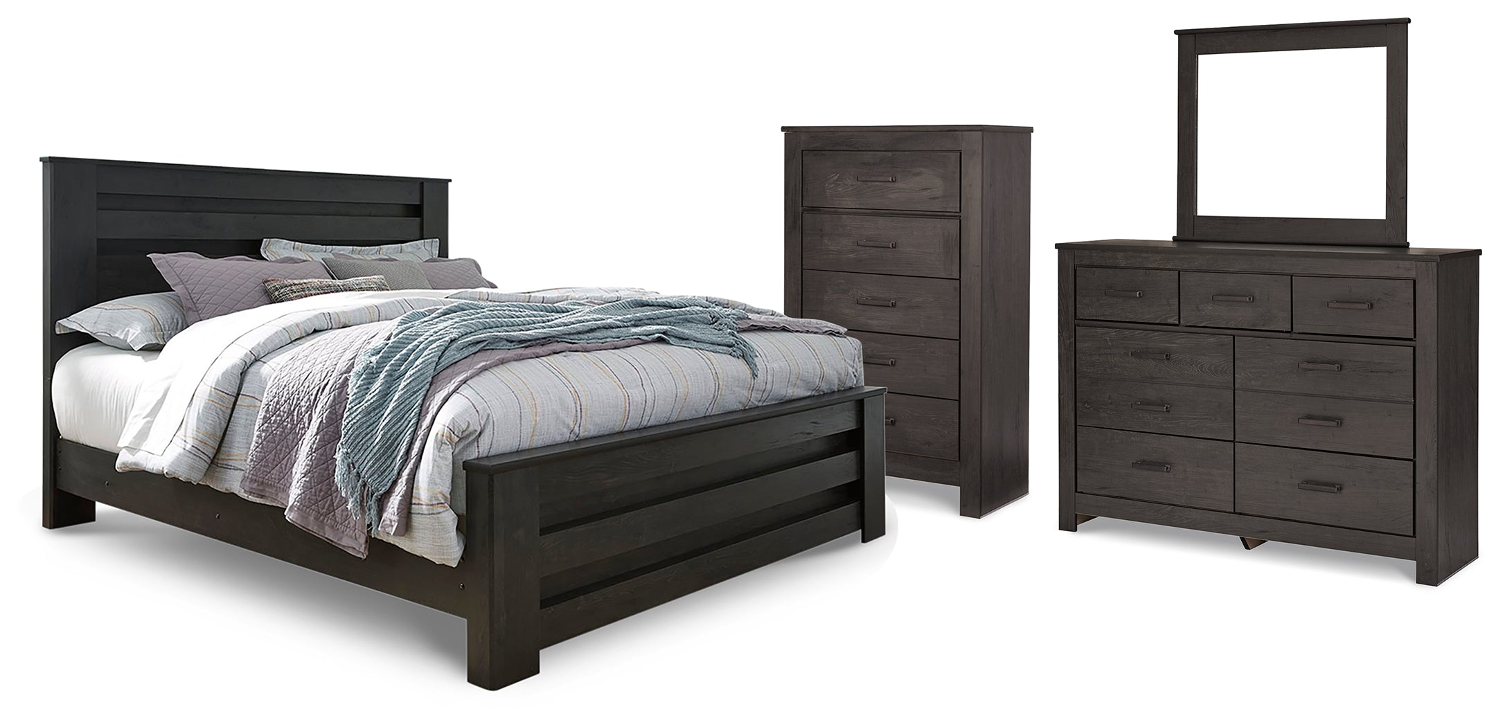 Homestyle Furniture - Ashley Furniture - Brinxton King Panel Bed, Dresser, Mirror and Chest - King Panel Bed, Dresser, Mirror and Chest - B249B26