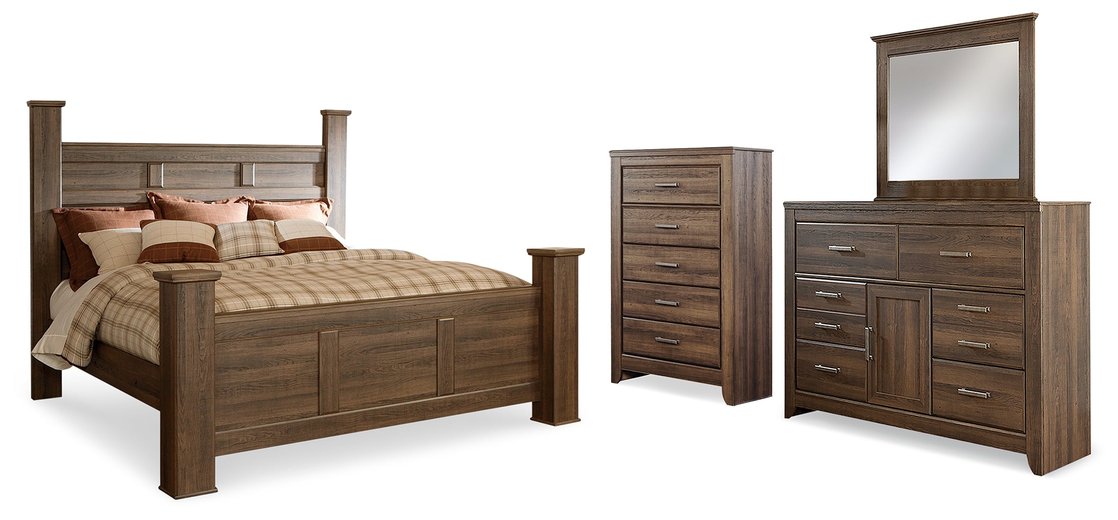 Homestyle Furniture - Ashley Furniture - Juararo King Poster Bed, Dresser, Mirror and Chest - King Poster Bed, Dresser, Mirror and Chest - B251B37