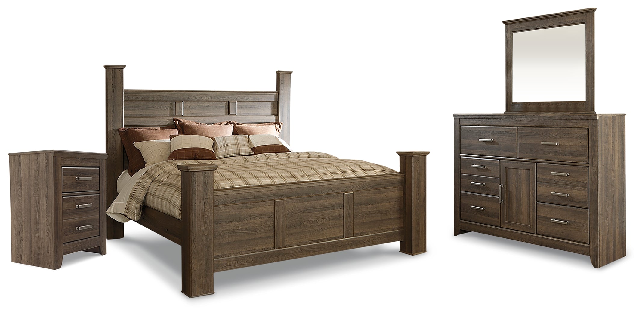 Homestyle Furniture - Ashley Furniture - Juararo King Poster Bed, Dresser, Mirror and Nightstand - King Poster Bed, Dresser, Mirror and Nightstand - B251B24