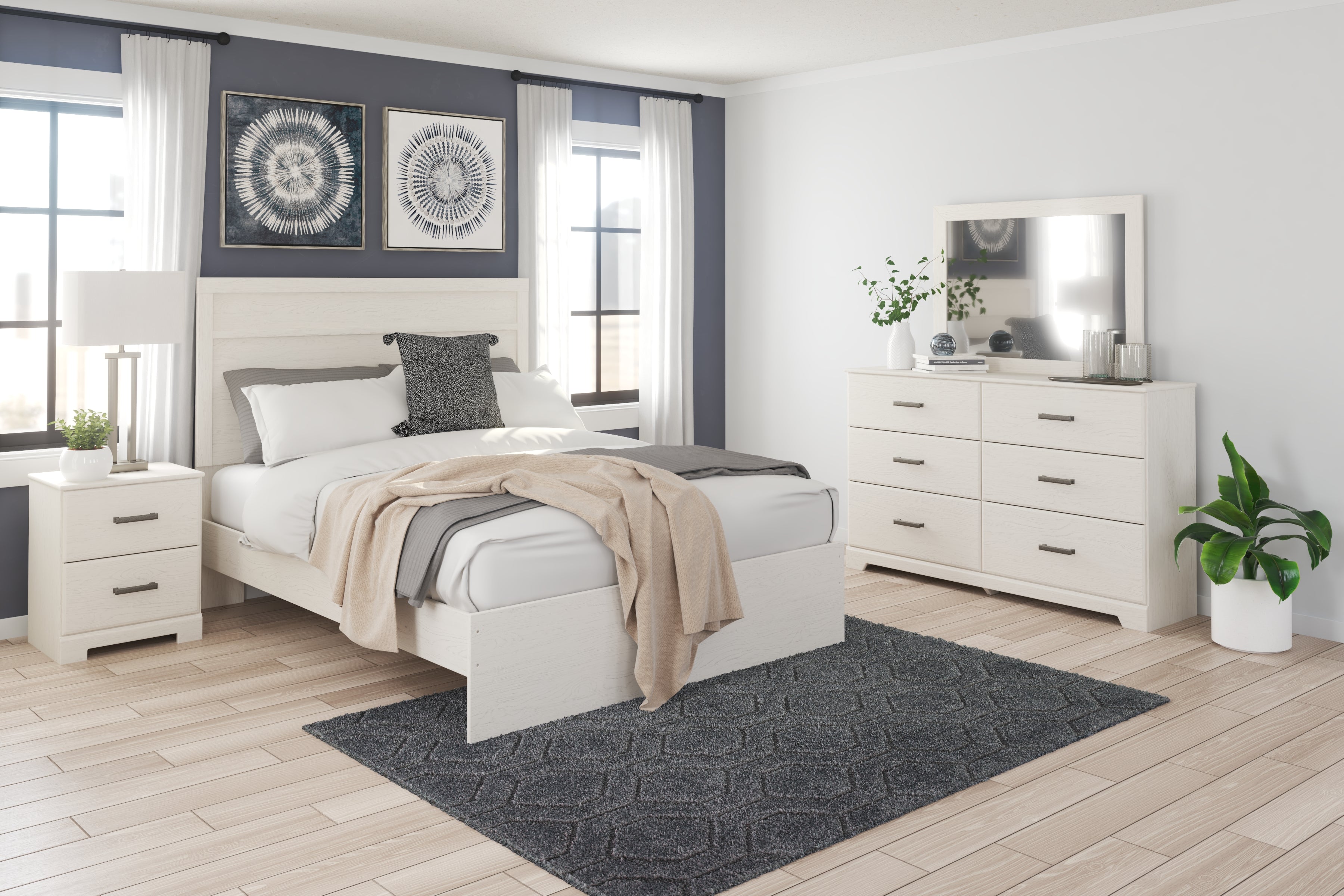Homestyle Furniture - Ashley Furniture - Stelsie Queen Panel Bed with Dresser, Mirror and Nightstand - Queen Panel Bed with Dresser, Mirror and Nightstand - B2588B7