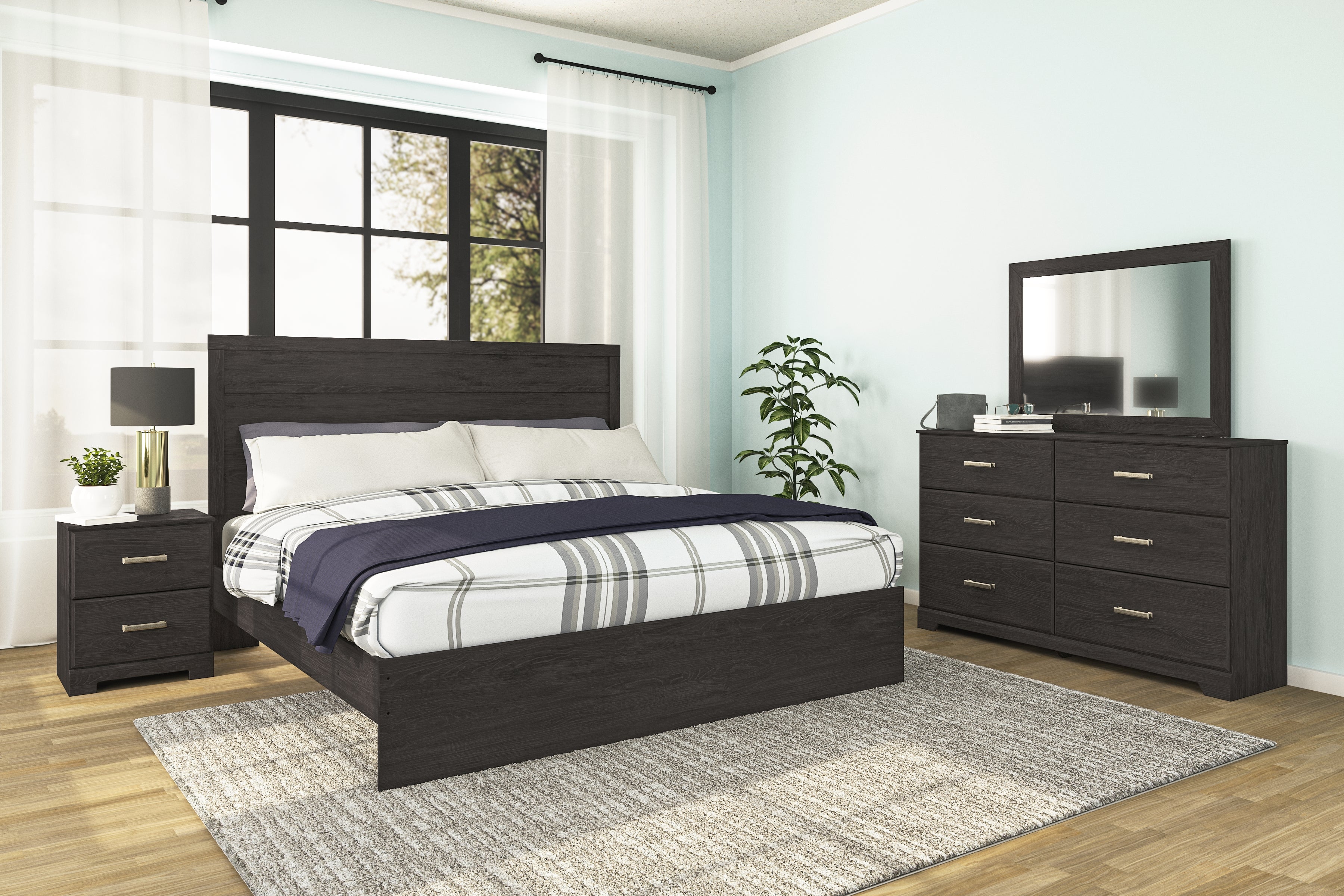 Homestyle Furniture - Ashley Furniture - Belachime King Panel Bed, Dresser, Mirror, and Nightstand - King Panel Bed, Dresser, Mirror, and Nightstand - B2589B8