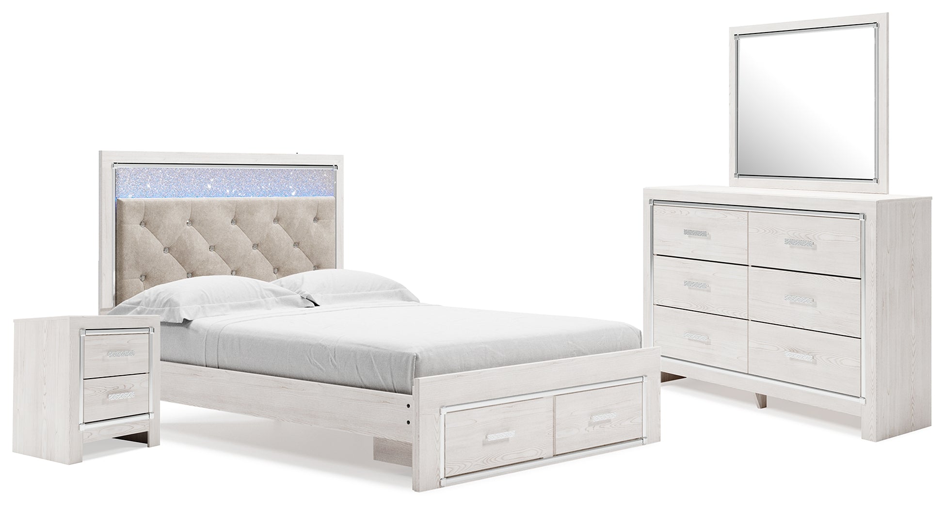 Homestyle Furniture - Ashley Furniture - Altyra Queen Panel Storage Bed with Mirrored Dresser and Nightstand - Queen Panel Storage Bed with Mirrored Dresser and Nightstand - B2640B31