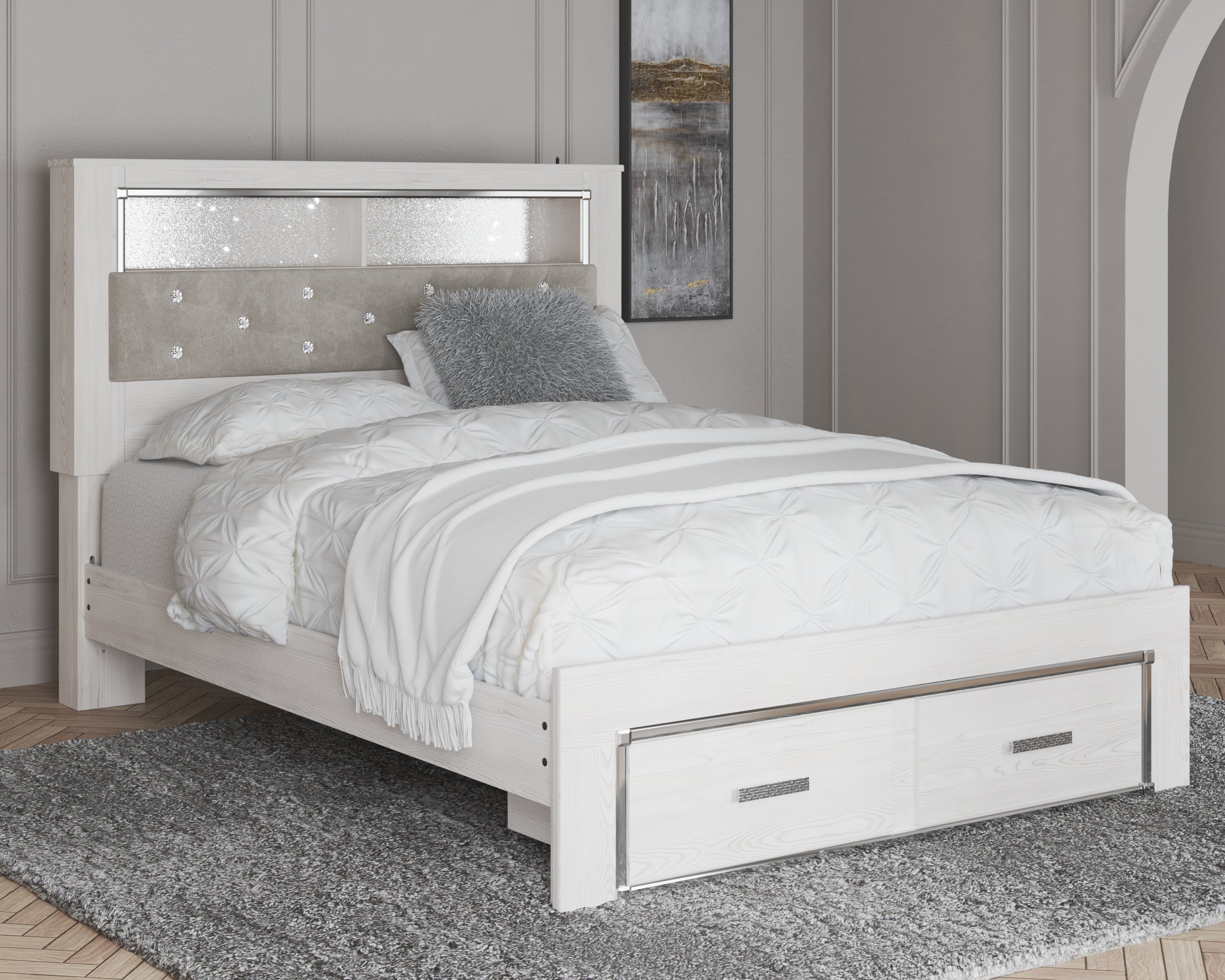 Homestyle Furniture - Ashley Furniture - Altyra Queen Upholstered Bookcase Bed with Storage - Queen Upholstered Bookcase Bed with Storage - B2640B19