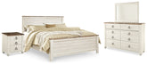 Homestyle Furniture - Ashley Furniture - Willowton King Panel Bed, Dresser, Mirror, and Nightstand - King Panel Bed, Dresser, Mirror, and Nightstand - B267B38