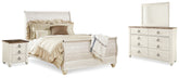 Homestyle Furniture - Ashley Furniture - Willowton Queen Sleigh Bed, Dresser, Mirror and 2 Nightstands - Queen Sleigh Bed, Dresser, Mirror and 2 Nightstands - B267B55
